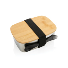 Roestvrijstalen lunchbox met bamboe deksel en spork - Topgiving