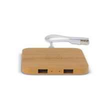 Bamboo Wireless charger with 2 USB hubs 5W - Topgiving